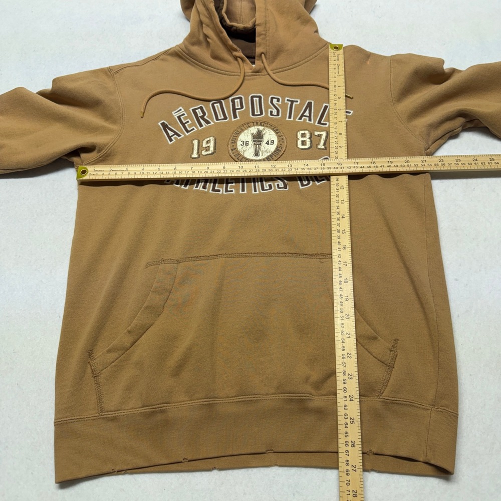 Y2K Aeropostale Hoodie Pullover Athletics Dept Graphic Cotton‎ Blend Brown Small - Picture 8 of 14